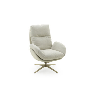 Drehsessel Nuvia - Stoff, Graubeige, Leder, Graubeige 1291427035