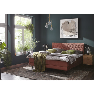 Boxspringbett Valencia - Liegefläche ca. 180x200 cm, Stoff, Kupfer