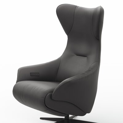 Relaxsessel Follina - Relaxfunktion (motorisch), Leder, Schwarz, Akku