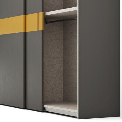 Schiebetürenschrank Loretto - B ca. 280 cm, Lack matt, Anthrazit