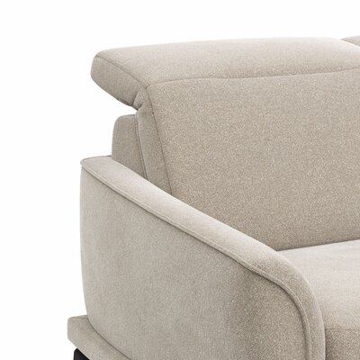 Ecksofa Amadena - 2-Sitzer mit Ecke rechts inkl. Relaxfunktion motorisch, Sitzvorzug und Kopfteilverstellung, Stoff, Creme