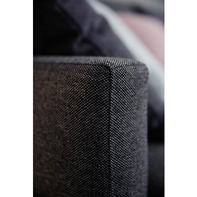 Ecksofa Nuoro - 2-Sitzer mit Longchair rechts inkl. Schlaffunktion und Bettkasten, Stoff, Grau
