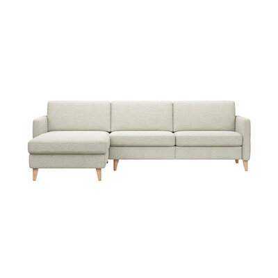 Ecksofa Arima N - Longchair links mit 2,5-Sitzer, Stoff, Creme 9151273