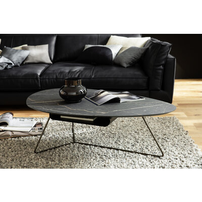 Couchtisch Fano - LBH ca. 121x75x38 cm, HPL, Schwarz marmoriert