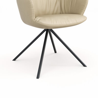 Armlehnstuhl Pegara -  Leder, Beige, Gestell Stativ