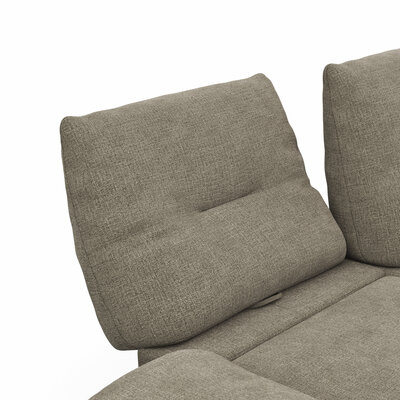 Ecksofa Lucero - 2-Sitzer mit Longchair rechts inkl. Rückenlehne/ Sitztiefe/ Armlehne verstellbar und Drehsitz, Stoff, Olivegrün