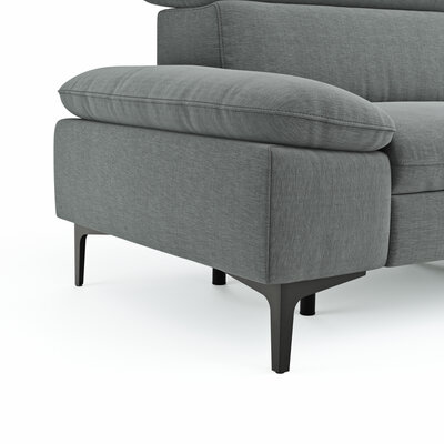 Sofa Felipa - 3-Sitzer inkl. Relaxfunktion (motorisch) und Kopfteil verstellbar, Stoff, Grau