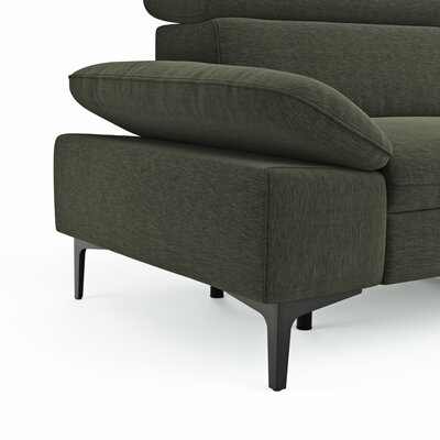 Ecksofa Felipa - 2,5-Sitzer mit Ecke rechts inkl. Armlehne verstellbar und Rückenlehne/Sitztiefe verstellbar (motorisch), Stoff, Dunkelgrün