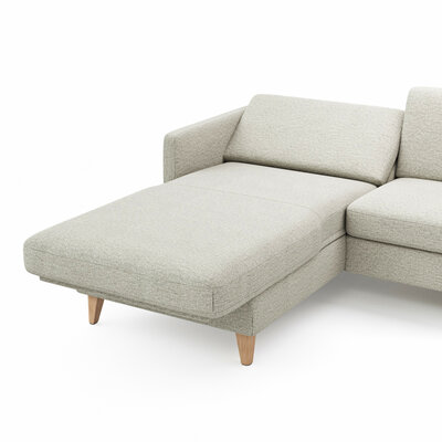 Ecksofa Arima N - Longchair links mit 2,5-Sitzer inkl. Relaxfunktion und Sitzvorzug (motorisch), Stoff, Creme