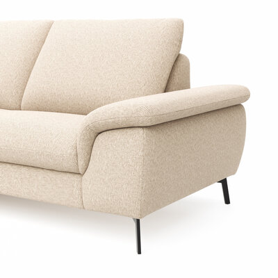 Ecksofa Gotera - Longchair links mit 1,5-Sitzer med. + 1,5-Sitzer med. rechts inkl. Rückenlehne verstellbar, Stoff, Creme