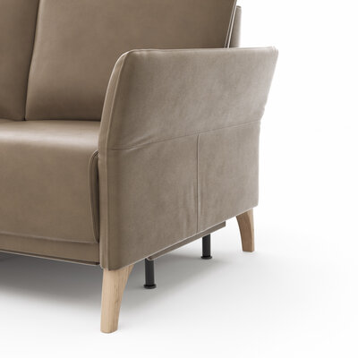 Ecksofa Rosario - Ecke mit 2-Sitzer rechts inkl. Relaxfunktion (motorisch), Sitzvorzug und Armlehne klappbar, Leder, Rauchbraun