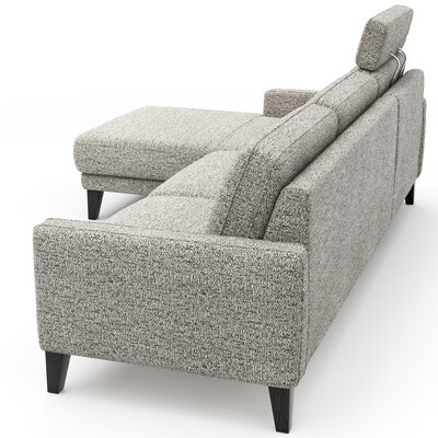 Ecksofa Matero - Longchair + 2,5-Sitzer rechts inkl. Relaxfunktion motorisch, Stoff, Graubeige