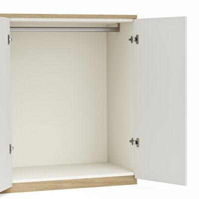 Kommode Viana - Balkeneiche furniert, Weiß