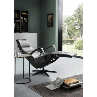 Relaxsessel Girona - Relaxfunktion (motorisch), Leder, Graphit