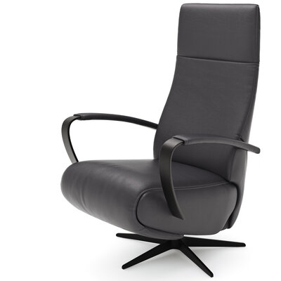 Relaxsessel Girona - Relaxfunktion (motorisch), Leder, Schwarz
