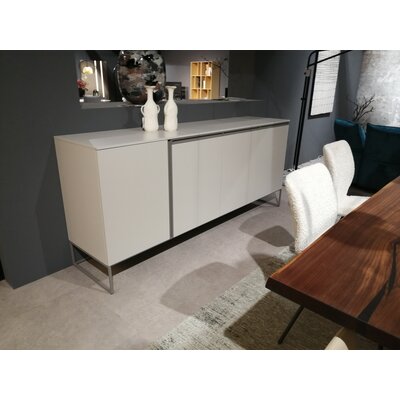 Sideboard Venzone - BHT ca. 216x95x52 cm, Lack, Hellgrau