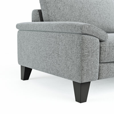 Ecksofa Oviedo - 2,5-Sitzer mit Ecke rechts inkl. Drehsitz, Stoff, Hellgrau