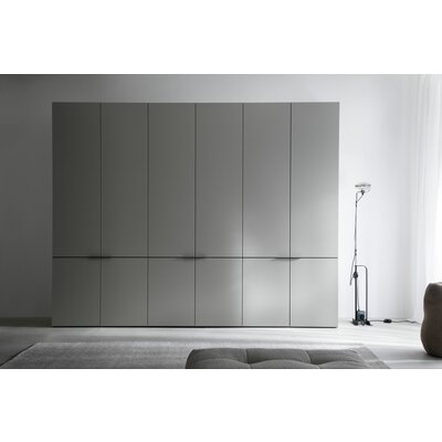 Drehtürenschrank Matera - BHT ca. 301x235x60 cm, Lack Matt, Muschelgrau, Griffe Coffee