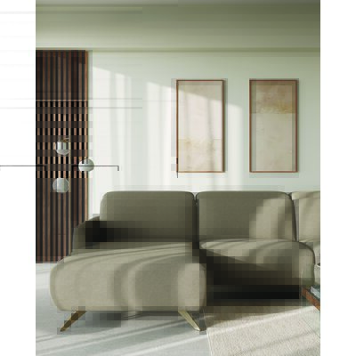 Ecksofa Arona - Longchair mit 2-Sitzer rechts inkl. Relaxfunktion und Kopfteil verstellbar motorisch, Stoff, Grau