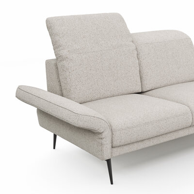 Sofa Estrela 2.0 - 2-Sitzer inkl. Kopfteil-/Armteilverstellung und Sitzvorzug (motorisch), Stoff, Creme