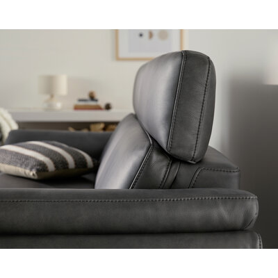 Sofa Atella - 2,5-Sitzer, inklusive Kopfteilverstellung, Leder, Anthrazit