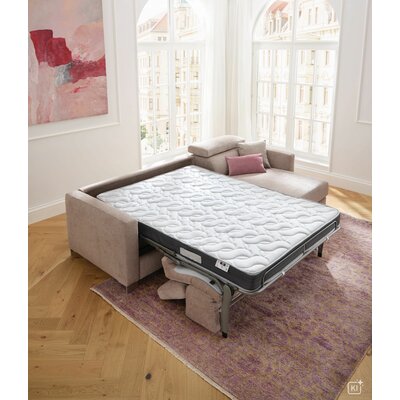 Ecksofa Lumaria Pro - 2,5-Sitzer mit Longchair rechts inkl. Schlaffunktion, Stoff, Hellgrau