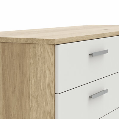 Kommode Viana - Balkeneiche furniert, Weiß