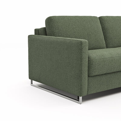 Sofa Nuoro - 2,5-Sitzer inkl. Schlaffunktion, Armlehne mit Kufe, Stoff, Olivgrün
