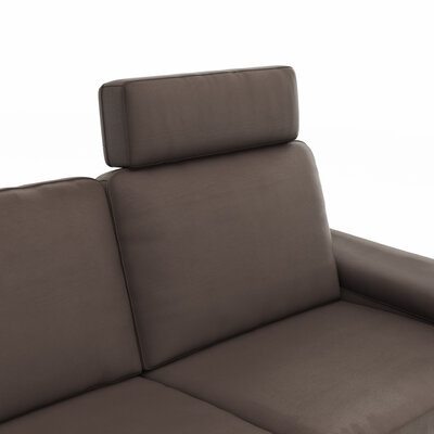 Ecksofa Enna - Ecke links mit 3-Sitzer, Leder, Mocca