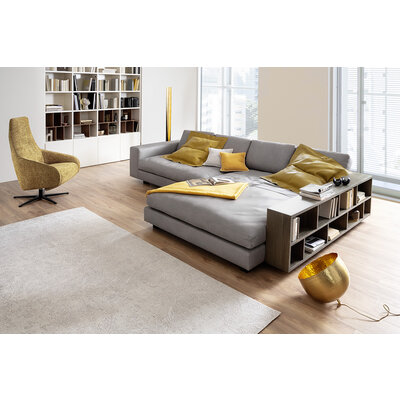 Ecksofa Aprino 1 - 2,5-Sitzer mit Longchair rechts, Leder, Grau