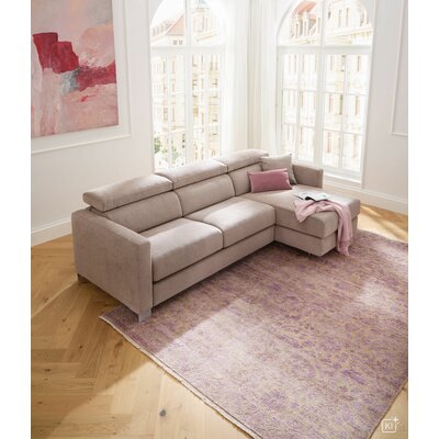 Ecksofa Lumaria Pro - 2,5-Sitzer mit Longchair rechts inkl. Schlaffunktion, Stoff, Hellgrau