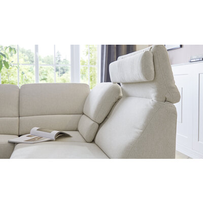 Ecksofa Valera - 3-Sitzer mit Ecke rechts inkl. Rückenlehne verstellbar und Relaxfunktion motorisch, Stoff, Natur