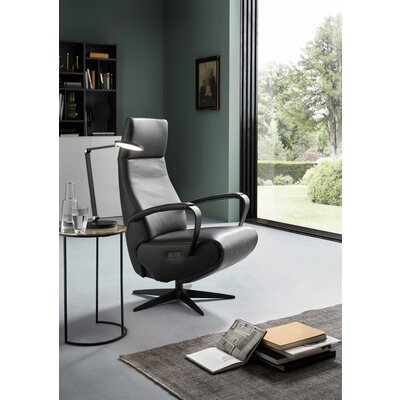 Relaxsessel Girona - Relaxfunktion (motorisch), Leder, Graphit