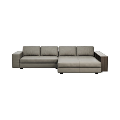 Ecksofa Aprino 1 - 2,5-Sitzer mit Longchair rechts, Leder, Grau 108110