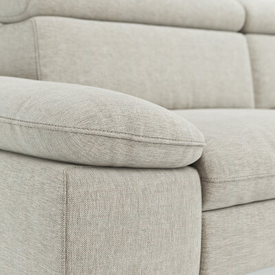 Ecksofa Felipa - 2,5-Sitzer mit Ecke rechts inkl. Armlehne verstellbar und Rückenlehne/Sitztiefe verstellbar (motorisch), Stoff, Natur