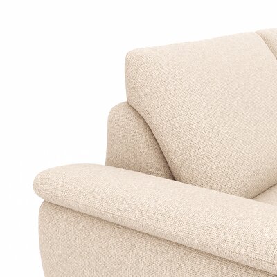Ecksofa Gotera - 1,5-Sitzer med + 1,5-Sitzer med mit Longchair groß rechts inkl. Schlaffunktion (teilmotorisch), Armlehne klappbar, Rückenlehne verstellbar  und einmal Relaxfunktion (teilmotorisch), Stoff, Creme