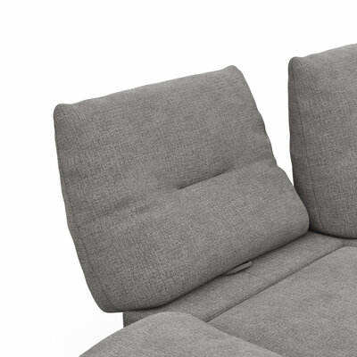 Ecksofa Lucero - 2-Sitzer mit Longchair rechts inkl. Rückenlehne/ Sitztiefe/ Armlehne verstellbar und Drehsitz, Stoff, Grau