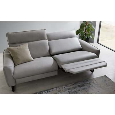 Sofa Avela - 3-Sitzer inkl. Relaxfunktion und Kopfteil verstellbar motorisch, Leder, Steingrau