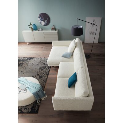 Ecksofa Cuneo Klassik - Longchair links, 2-Sitzer, Boucle, Creme