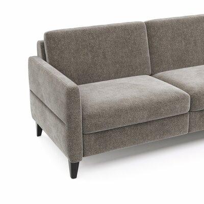 Ecksofa Arima N - 2,5-Sitzer mit Longchair rechts inkl. Kopfteil verstellbar, Stoff, Mocca