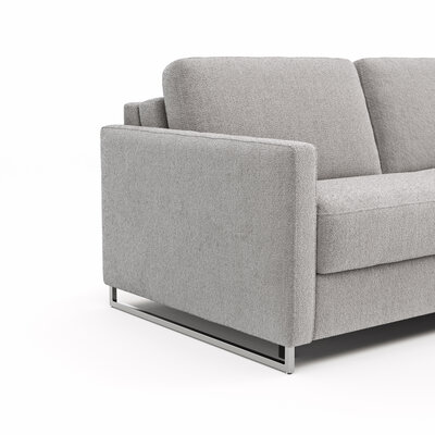 Sofa Nuoro - 2,5-Sitzer inkl. Schlaffunktion, Armlehne mit Kufe, Stoff, Grau