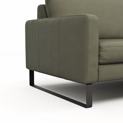 Sofa Enna - 3,5-Sitzer, Armlehne A, Leder, Olive, Kufe, Schwarz