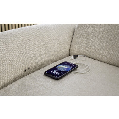 Ecksofa Amadena - 2-Sitzer mit Ecke rechts inkl. Kopfteilverstellung und Sitzvorzug, Stoff, Creme