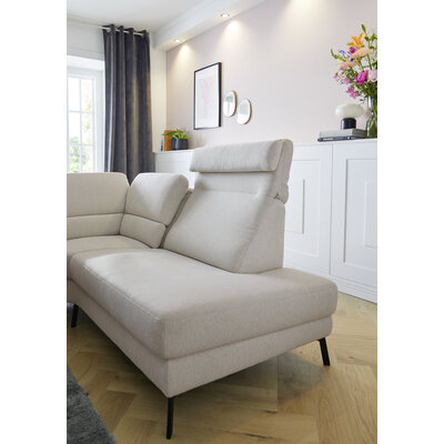 Ecksofa Valera - 3-Sitzer mit Ecke rechts inkl. Rückenlehne verstellbar und Relaxfunktion motorisch, Stoff, Natur