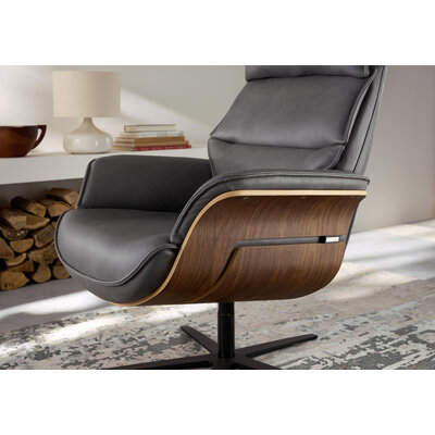 Hocker Perano - Nussbaum, Leder, Antrazit