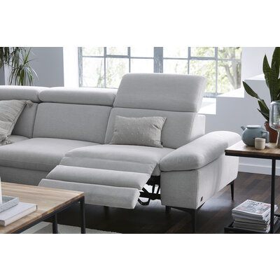 Ecksofa Felipa - Ecke links mit 2,5-Sitzer inkl. Armlehne verstellbar und Rückenlehne/Sitztiefe verstellbar (motorisch), Stoff, Natur