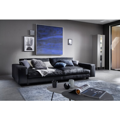 Sofa Aprino 1 - 4-Sitzer XXL, Leder, Schwarz, Armlehne Block