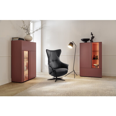 Highboard Colore - mit Beleuchtung, BHT ca. 90x144x45 cm, Lack, Samtbeere
