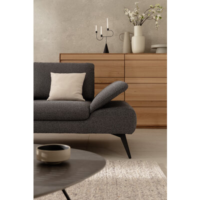 Ecksofa Collina - Longchair links, 2,5-Sitzer inkl. Sitztiefen- u. Armlehehnenverstellung, Stoff, Dunkelgrau