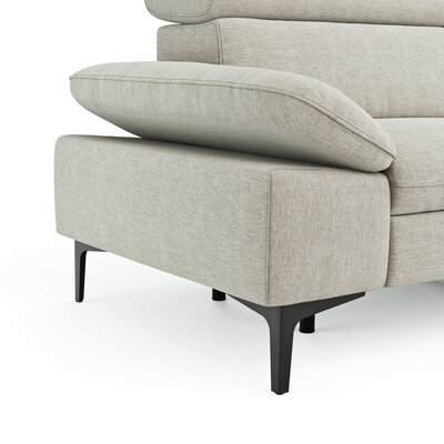 Ecksofa Felipa - 2,5-Sitzer mit Ecke rechts inkl. Armlehne verstellbar und Rückenlehne/Sitztiefe verstellbar (motorisch), Stoff, Natur